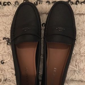Coach black leather loafers